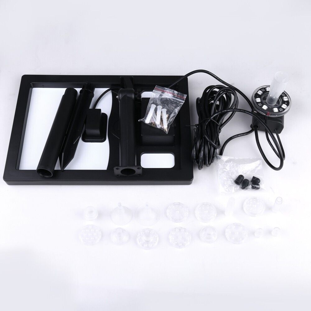 7W Solar Powered Fountain Coloured LED Water Pump with 11 Nozzles Garden UKStock