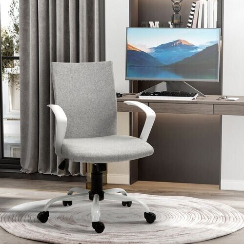 Office Chair Adjustabl Swivel Office Flexible Grey/White PC Computer Desk Chairs