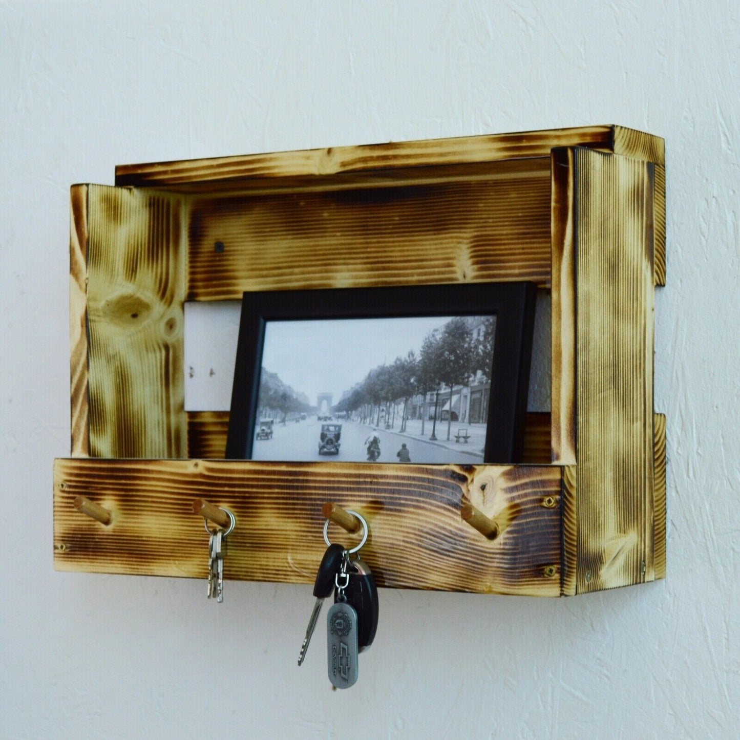 Handmade Wooden Wall Mounted Key Holder Letter Holder Unique Hanger Hooks Rack