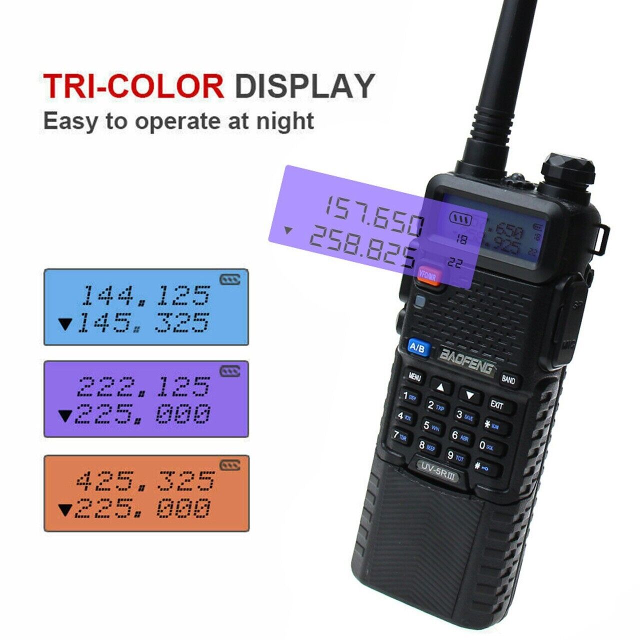 BAOFENG UV-5R III TRI-BAND V/UHF WALKIE TALKIE LONG RANGE TWO WAY HAM RADIO LOT