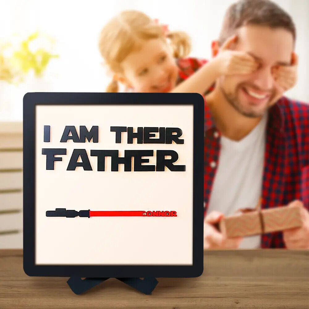 Personalised Fathers Day Dad Gifts Wars Light Sabers Family Names Sign Decor