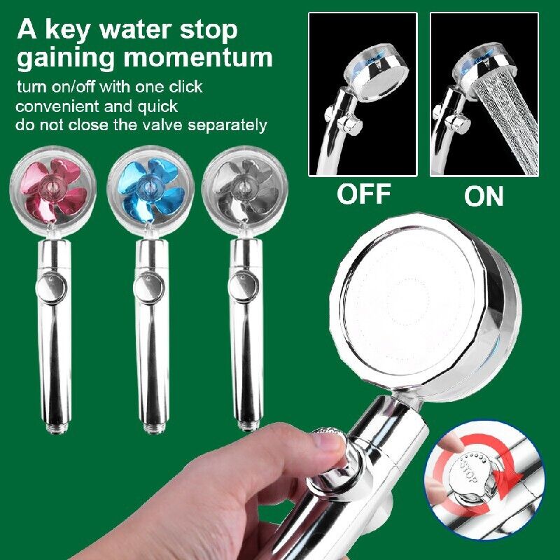 Shower Head Water Saving Flow 360° Rotating with Small Fan High Pressure Spray
