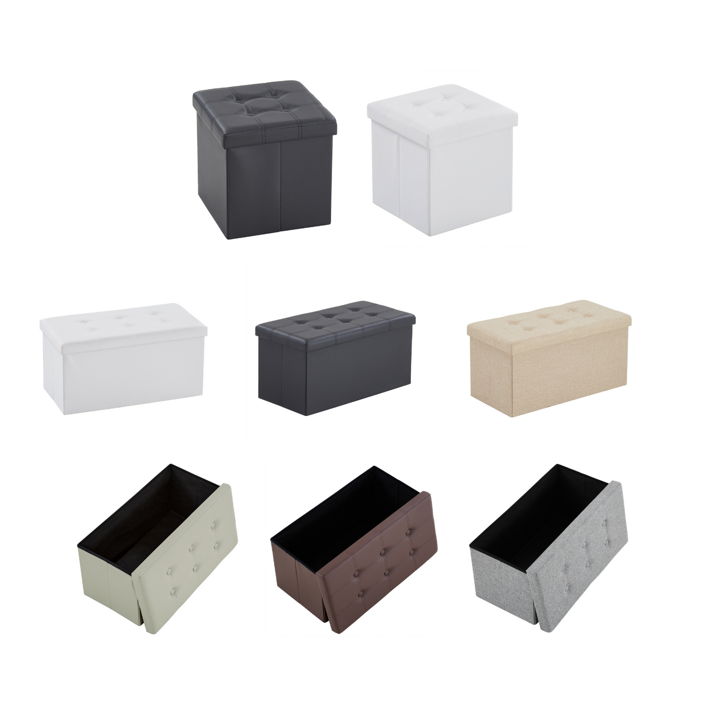 Folding Ottoman Storage Box Pouffe Seat Stool Home Chair Foot stool Bench LINEN