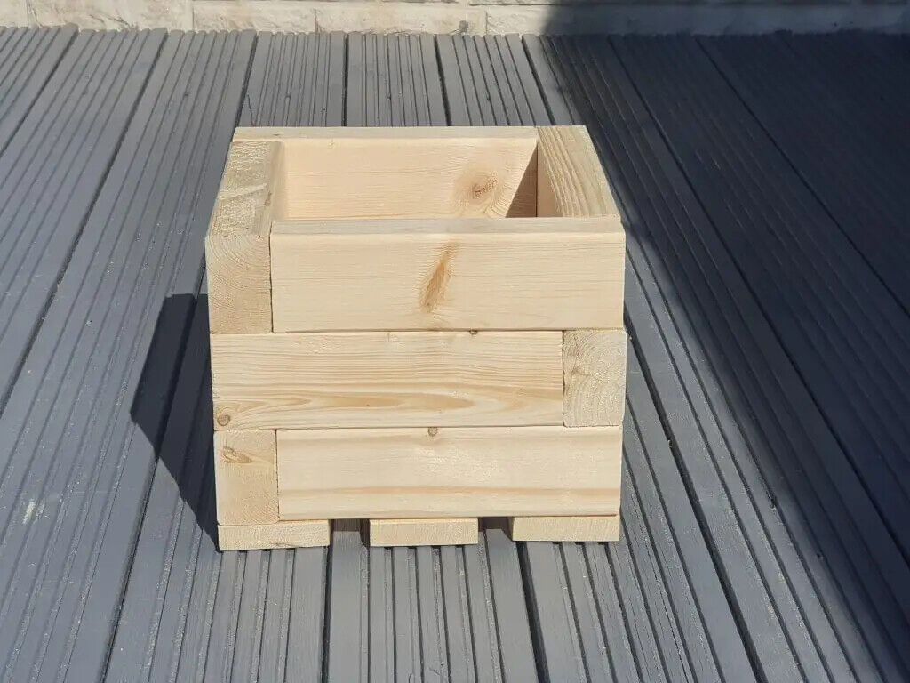 Handmade 25x 25cm Square Wooden Planter Garden Patio Trough Flower Plant Pot