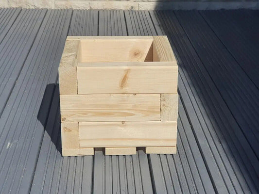 Handmade 25x 25cm Square Wooden Planter Garden Patio Trough Flower Plant Pot