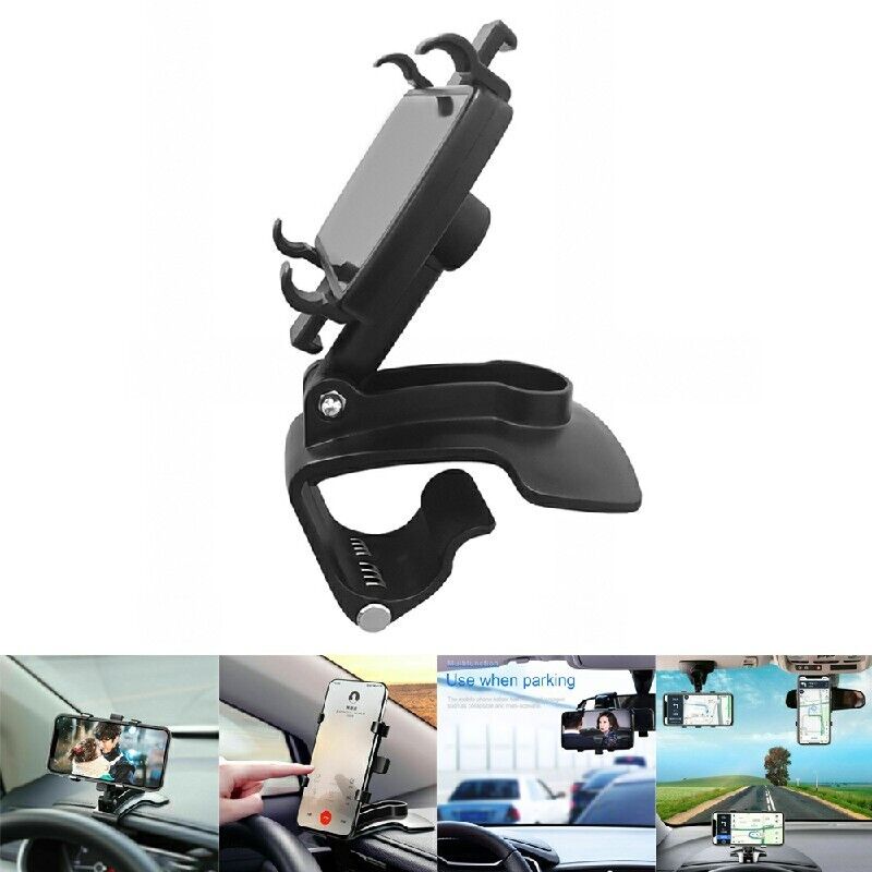 Car Mobile Phone Holder Clamp Clip On Dashboard Cradle Stand For iPhone Samsung