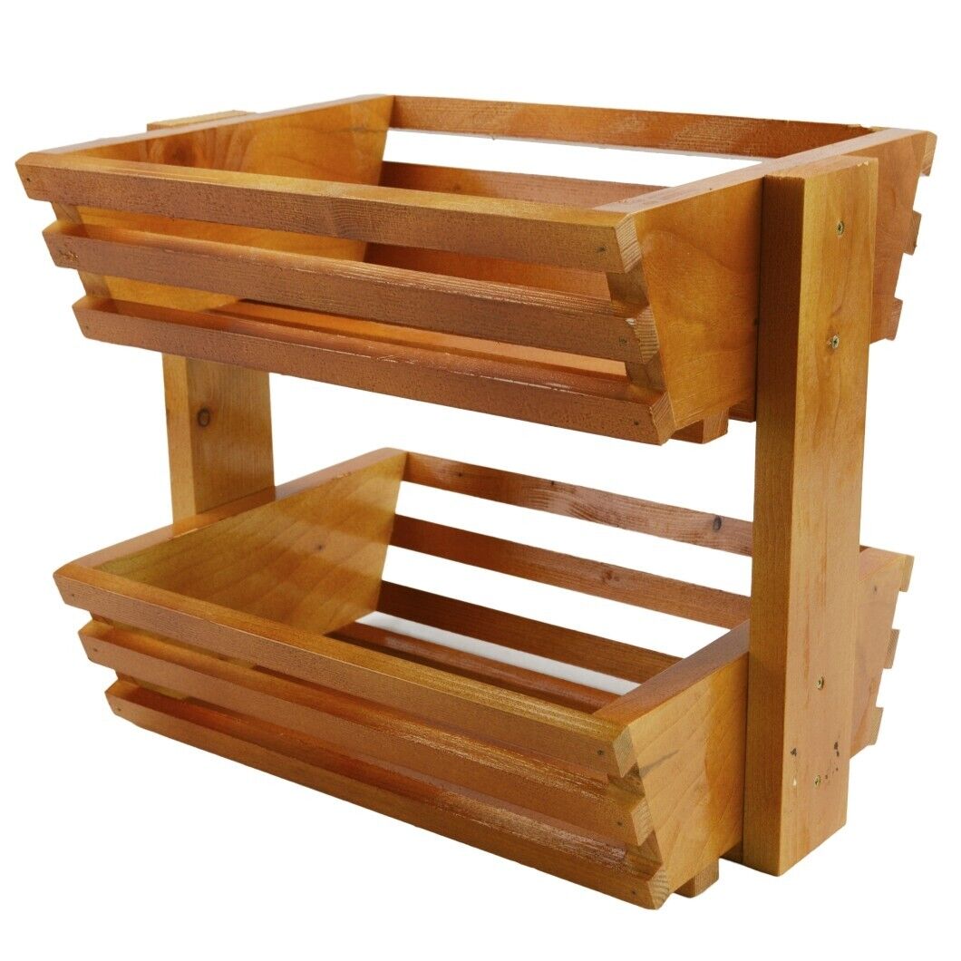 Handmade 2 tier Large Wooden Vegetable fruit food storage Bakery Display rack