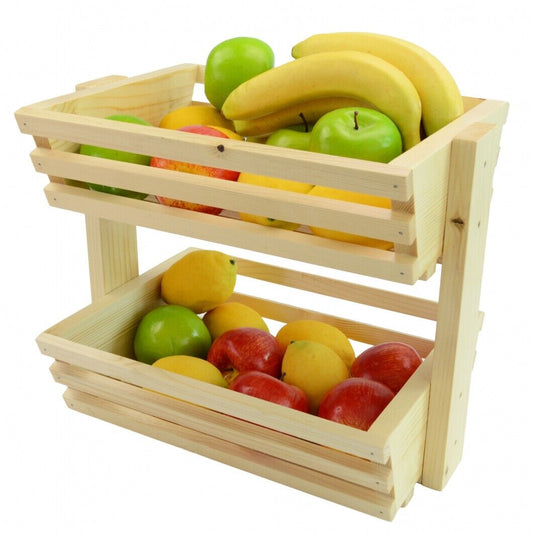 Handmade 2 tier Large Wooden Vegetable fruit food storage Bakery Display rack