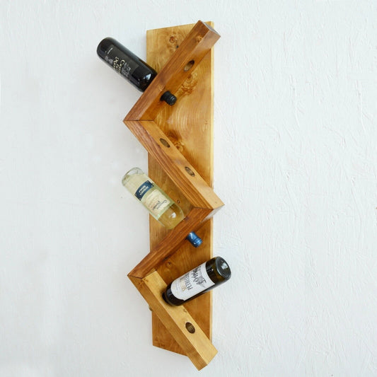 Unique ZigZag Wall Mounted Wine Rack 8 Bottles Holder Storage Display Home Decor