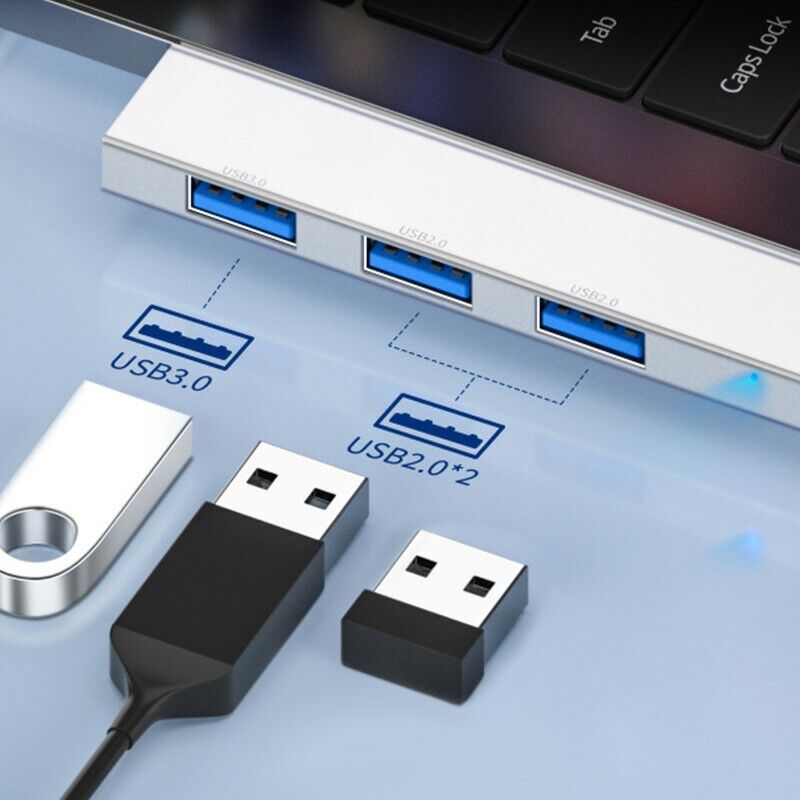 USB 3.0 Ultra Slim 4 Port Hub - Type A/C to 1 USB 3.0 + 3 x USB 2.0  Metal Shell