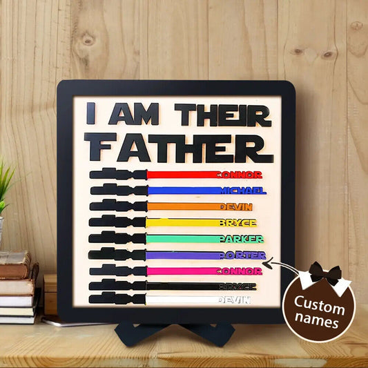 Personalised Fathers Day Dad Gifts Wars Light Sabers Family Names Sign Decor