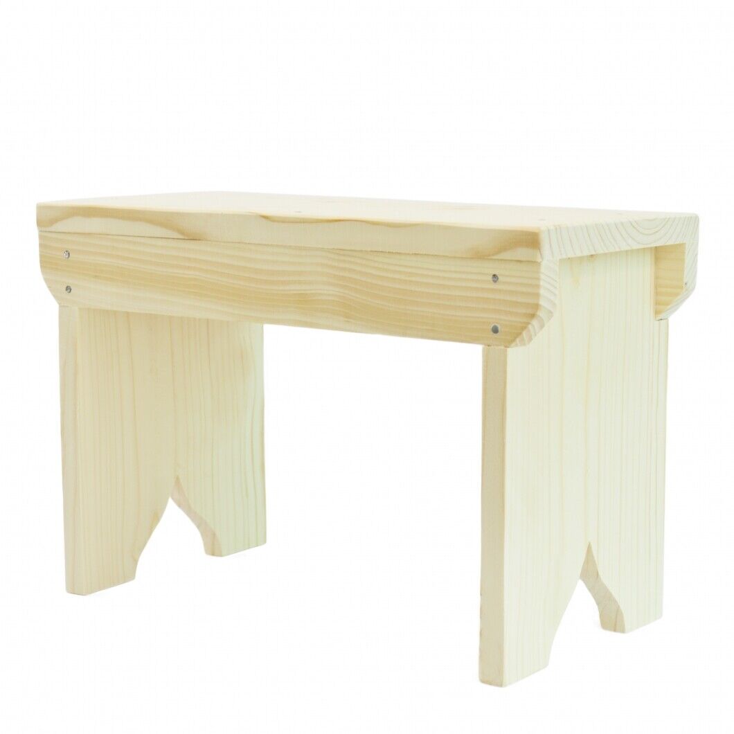 Natural Wooden Step Stool Rustic Shabby Chic Rectangle Seat Multiple Scandinavia