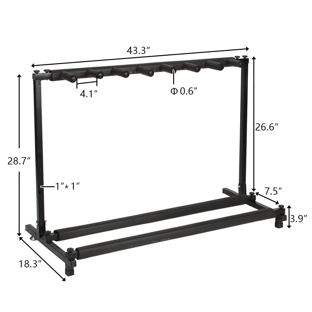 Black Folding Multi Guitar Rack Stand Padded Electric Acoustic Bass Holder New