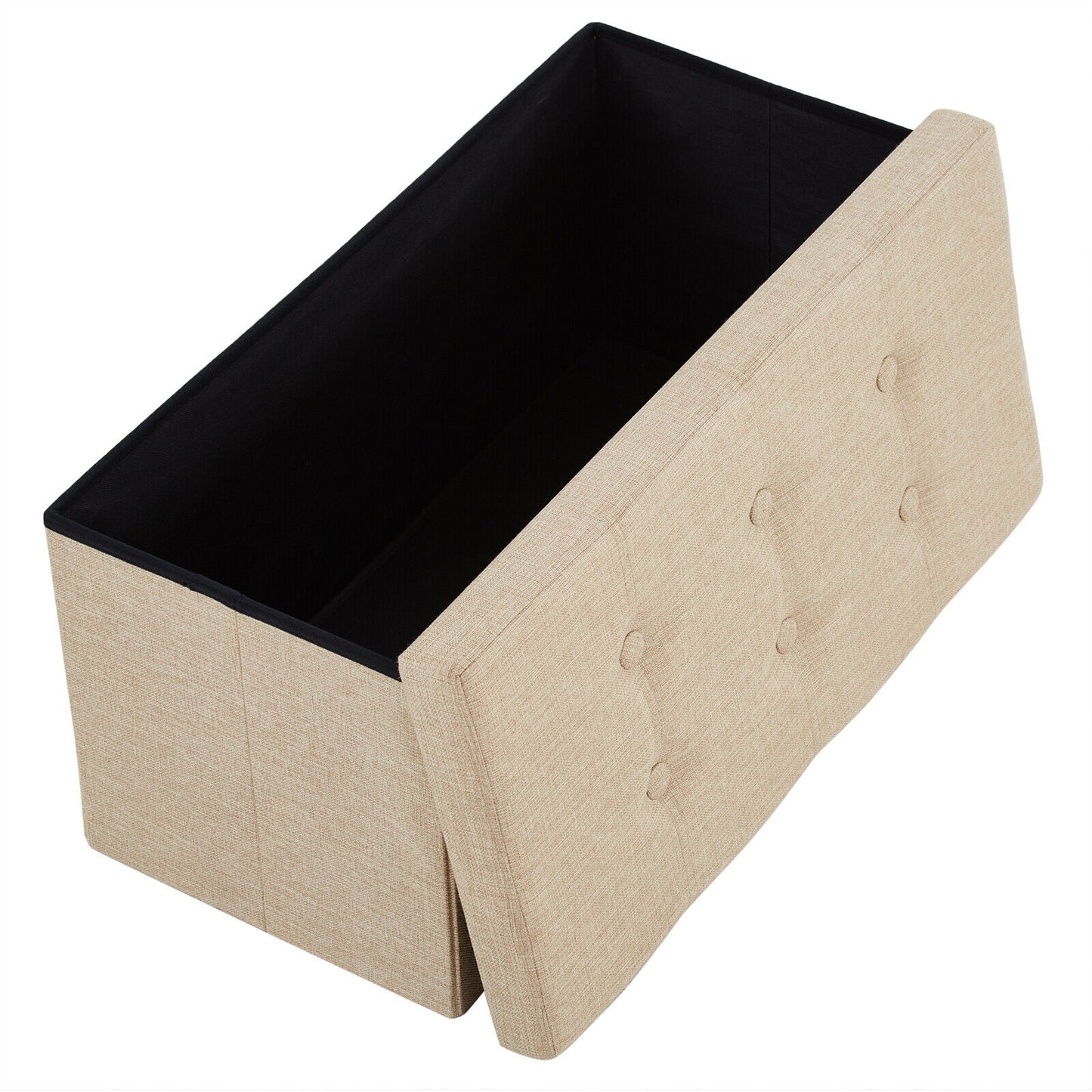 Folding Ottoman Storage Box Pouffe Seat Stool Home Chair Foot stool Bench LINEN