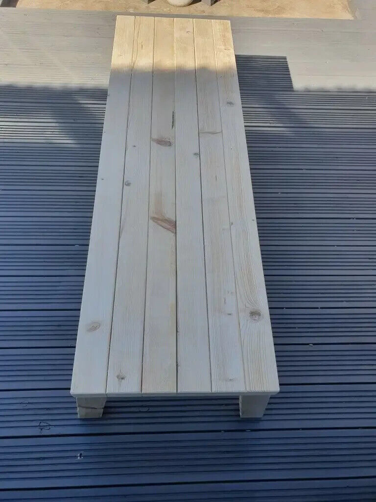 Handmade 120cm X 40cm Wooden Bench Garden Bench With No Back (2 SEATER)