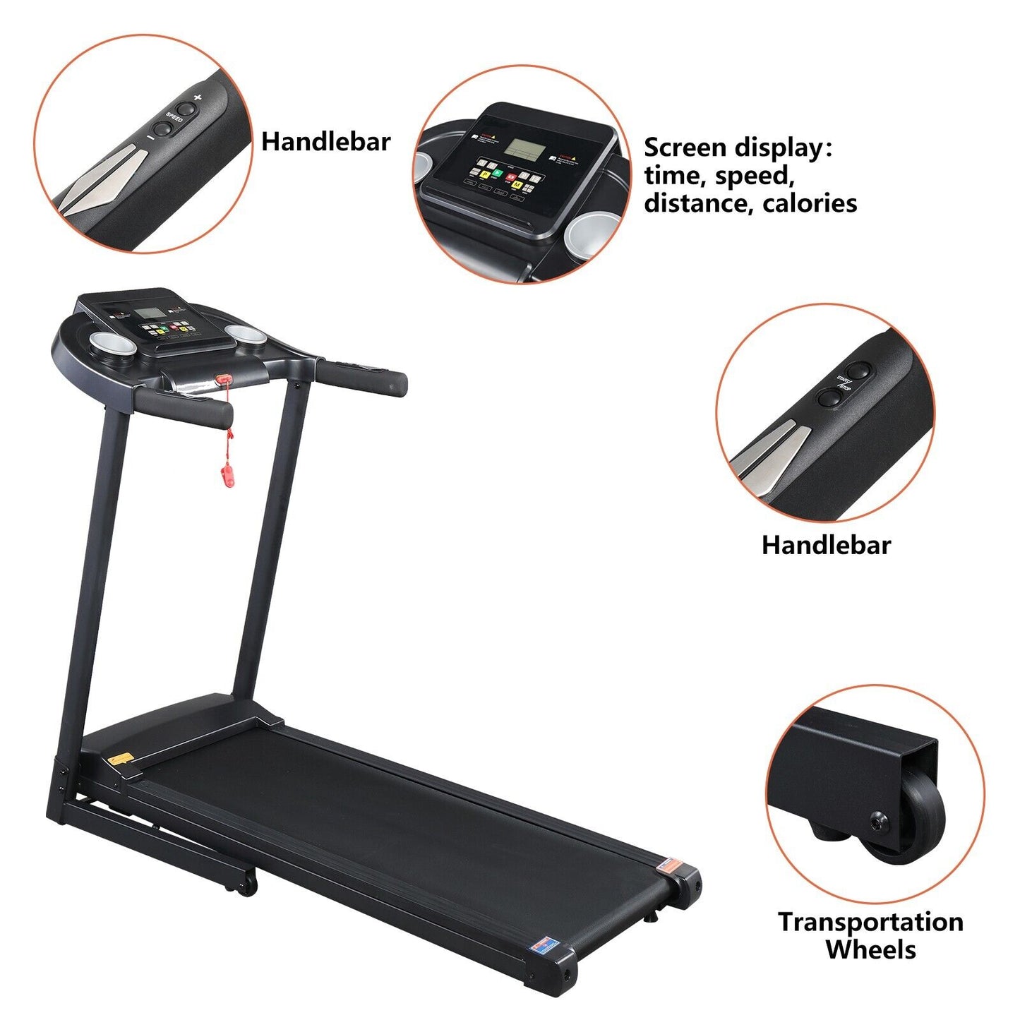 Treadmill Running Adjustable Electric Bluetooth Speakers Folding Machine