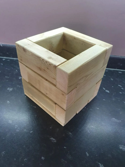 Handmade 20x 20cm Square Wooden Planter Garden Patio Trough Flower Plant Pot