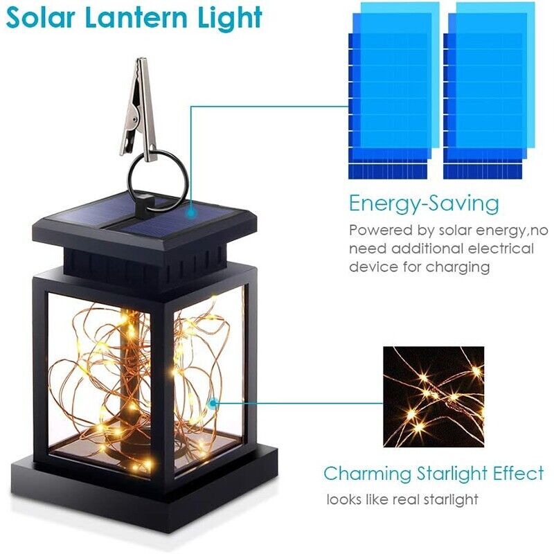 Waterproof LED Solar Powered Hanging Lantern Lights Outdoor Garden Table Lamp GB