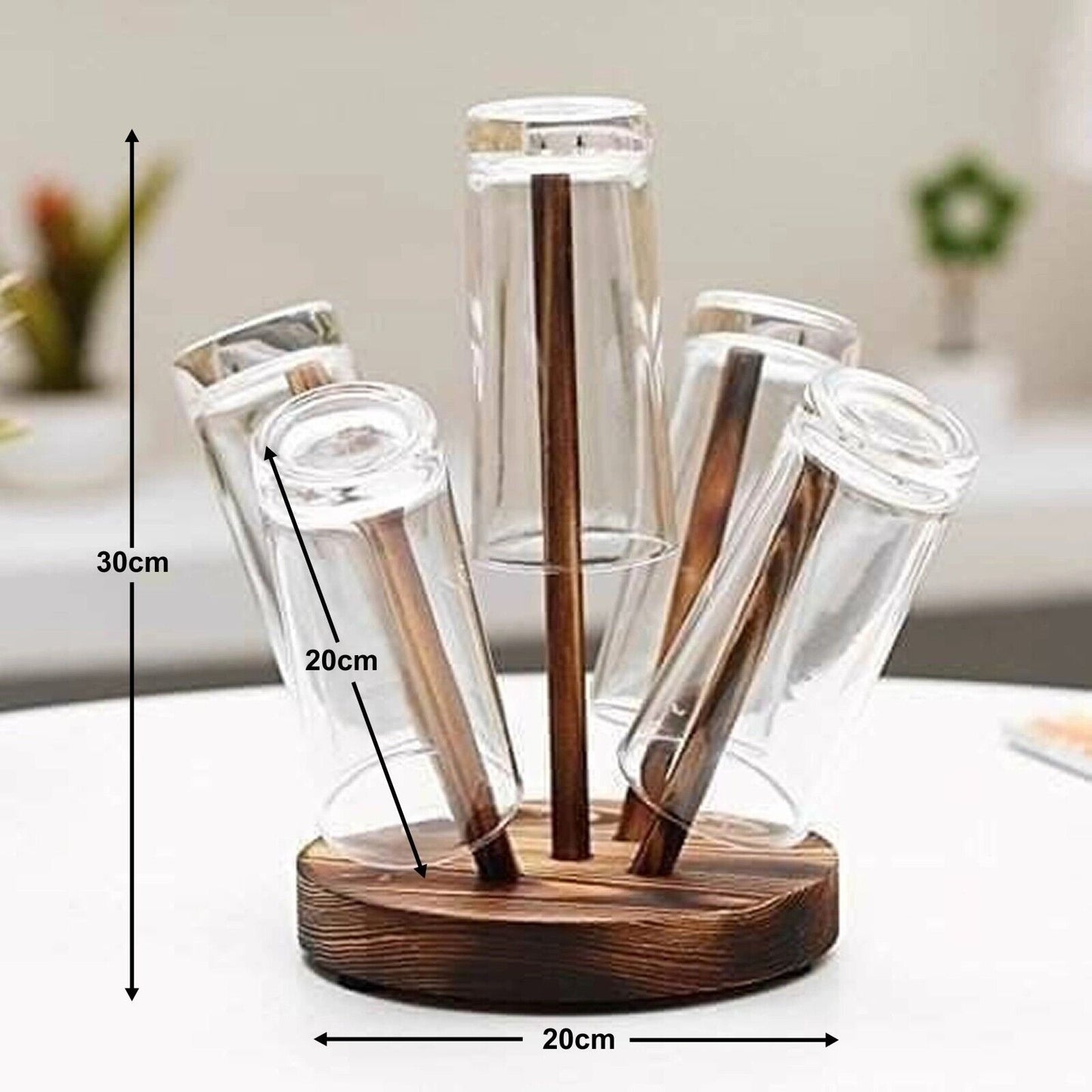 Wooden Glass Drainer Decoration Display Piece Table Centrepiece Handmade Natural