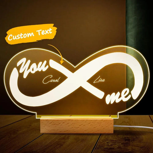 Personalised Infinity LED Neon Any Text Bar Sign Night Light. Acrylic Gift Idea