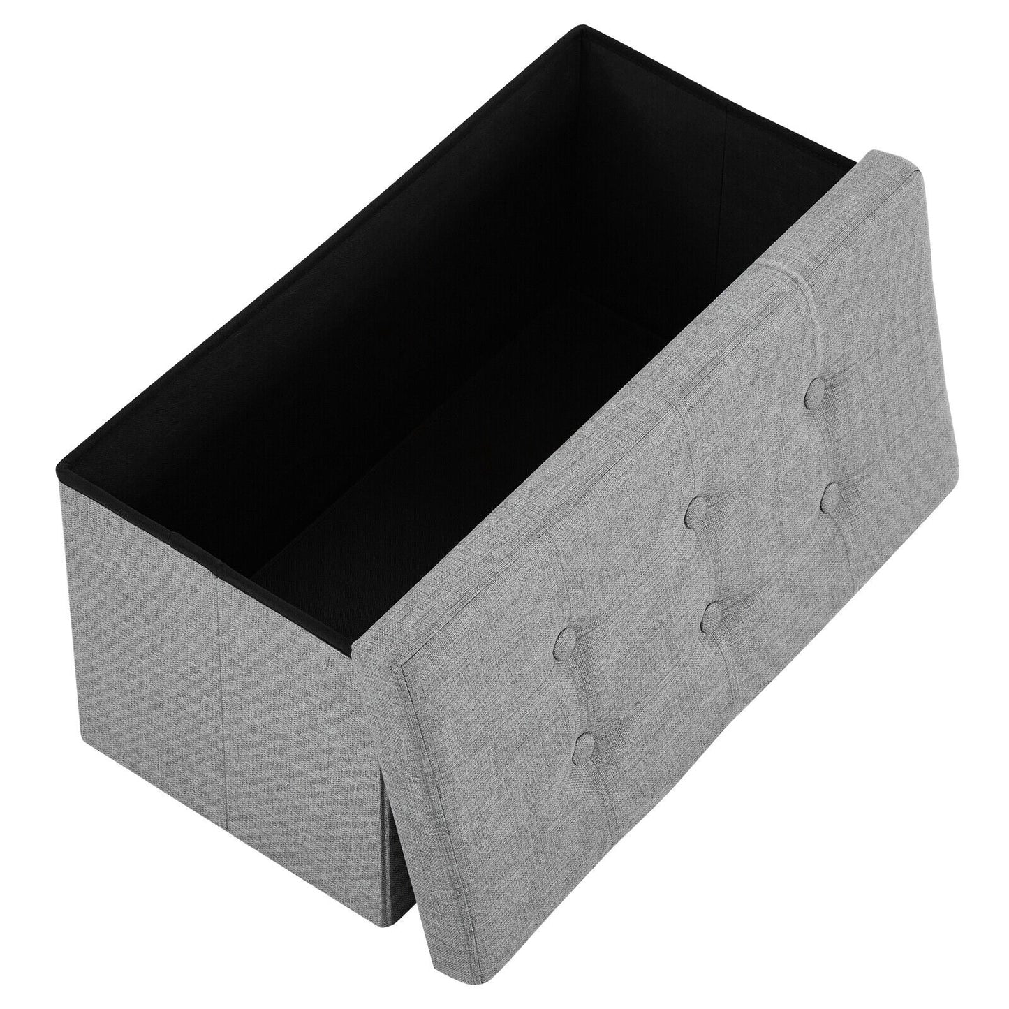 Folding Ottoman Storage Box Pouffe Seat Stool Home Chair Foot stool Bench LINEN