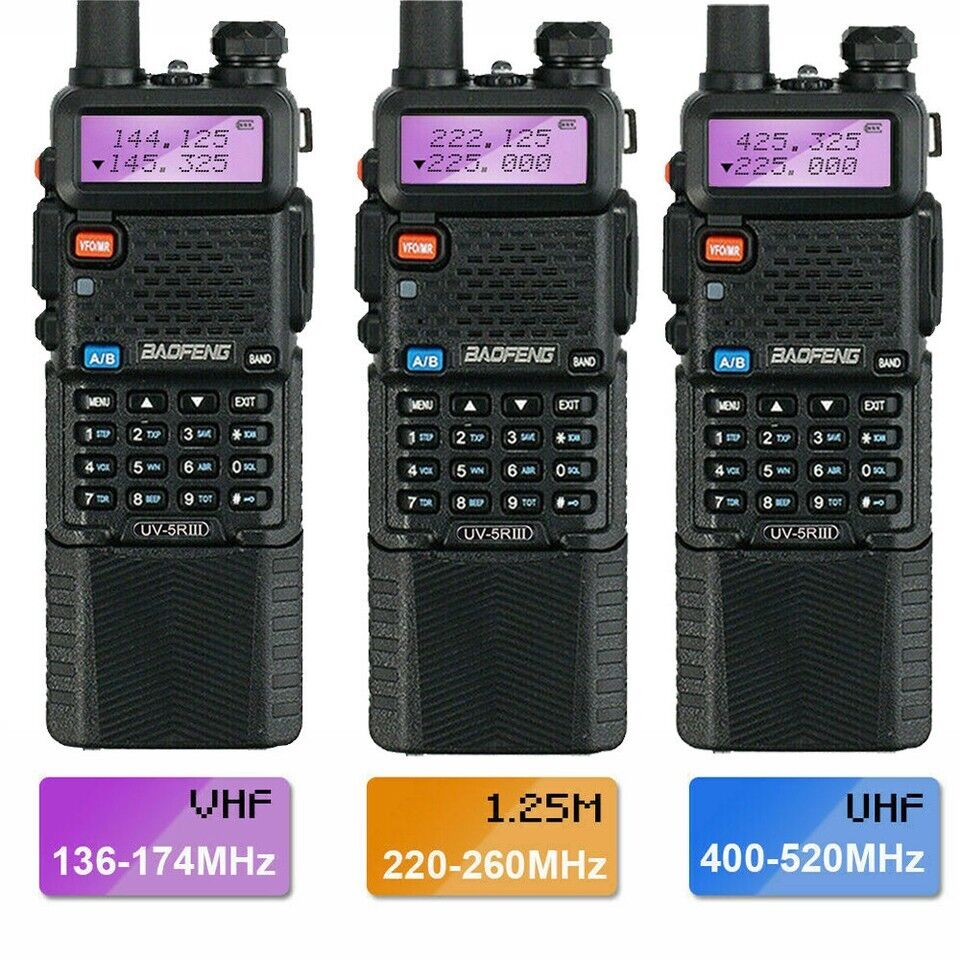 BAOFENG UV-5R III TRI-BAND V/UHF WALKIE TALKIE LONG RANGE TWO WAY HAM RADIO LOT