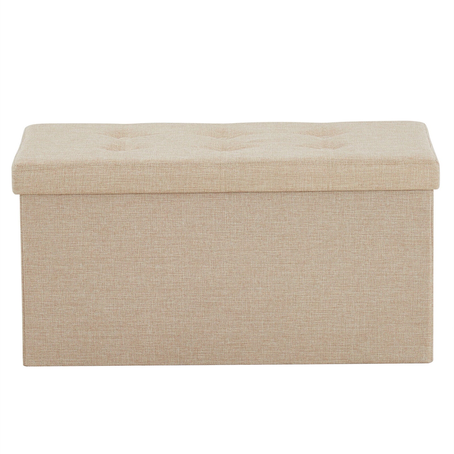 Folding Ottoman Storage Box Pouffe Seat Stool Home Chair Foot stool Bench LINEN
