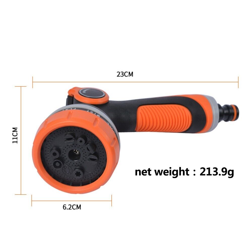 Garden Watering Hose Pipe Spray Gun 10 Patterns Soft Handle Car Washing Pets