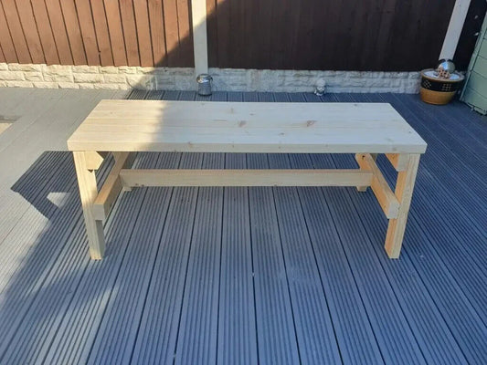 Handmade 120cm X 40cm Wooden Bench Garden Bench With No Back (2 SEATER)