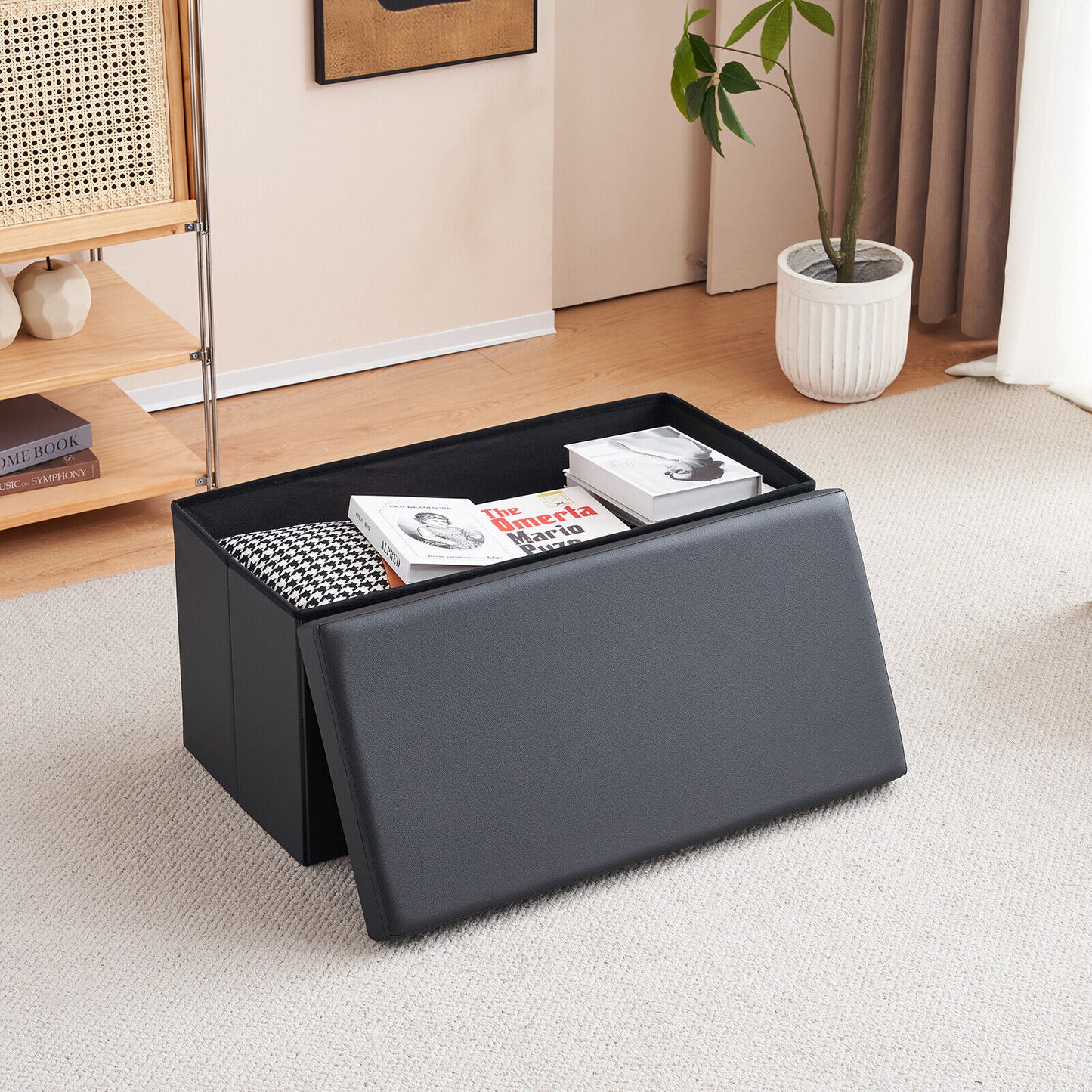 Folding Ottoman Storage Box Pouffe Seat Stool Home Chair Foot stool Bench LINEN
