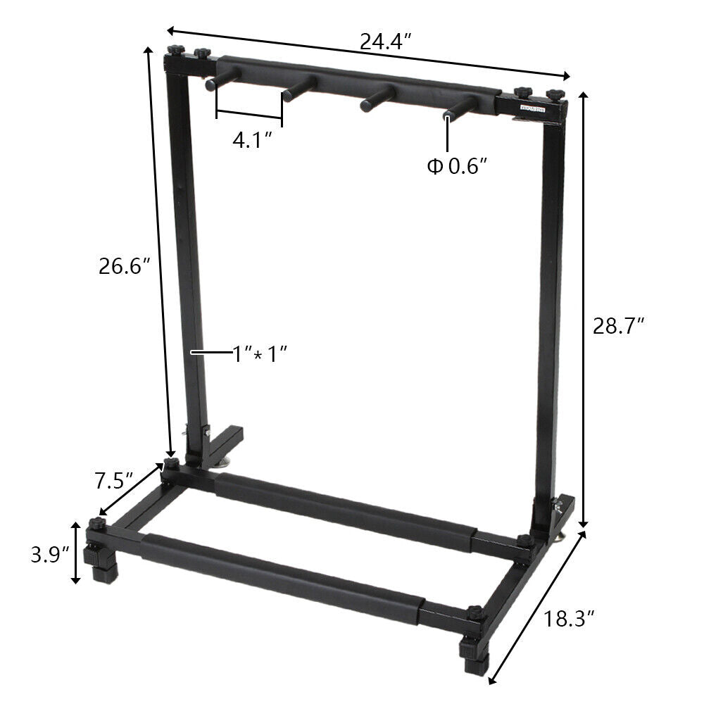 Black Folding Multi Guitar Rack Stand Padded Electric Acoustic Bass Holder New