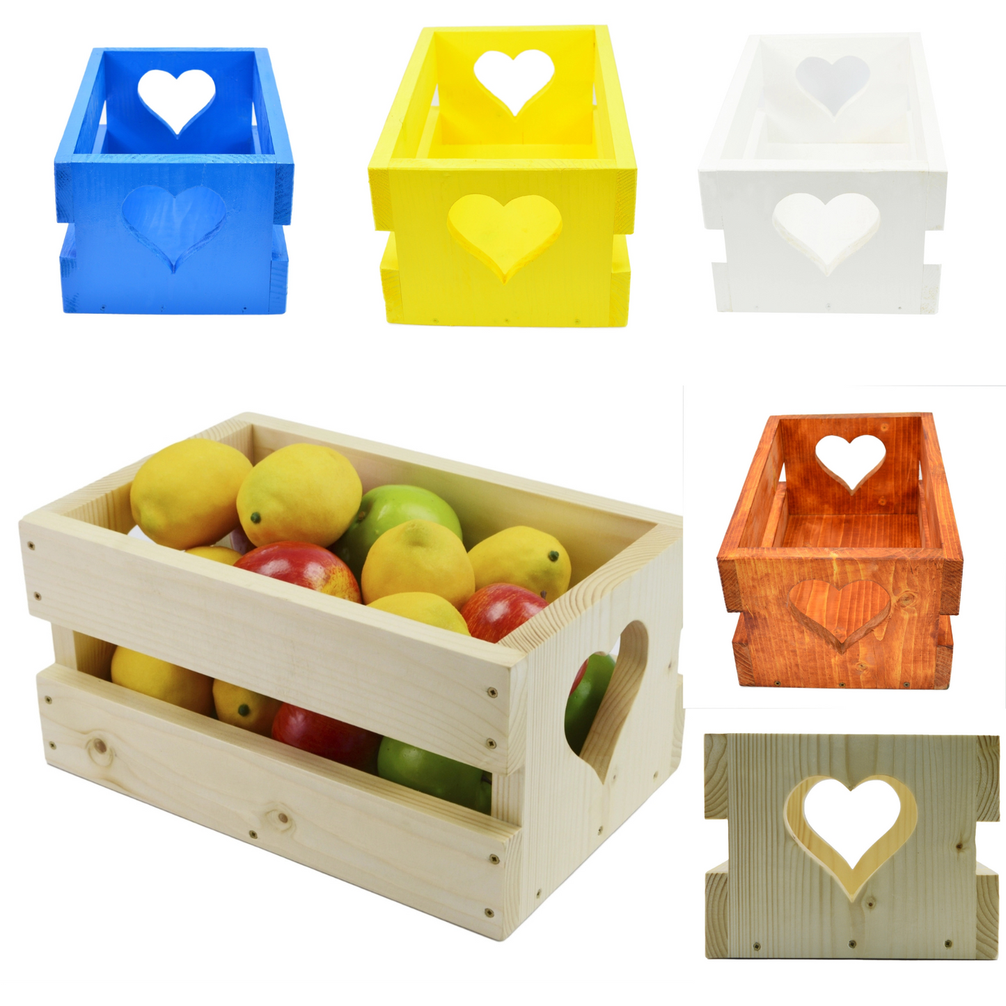 Heart Shaped Box Wooden Fruit Wine Storage Crate Unique Home Decor  Organiser