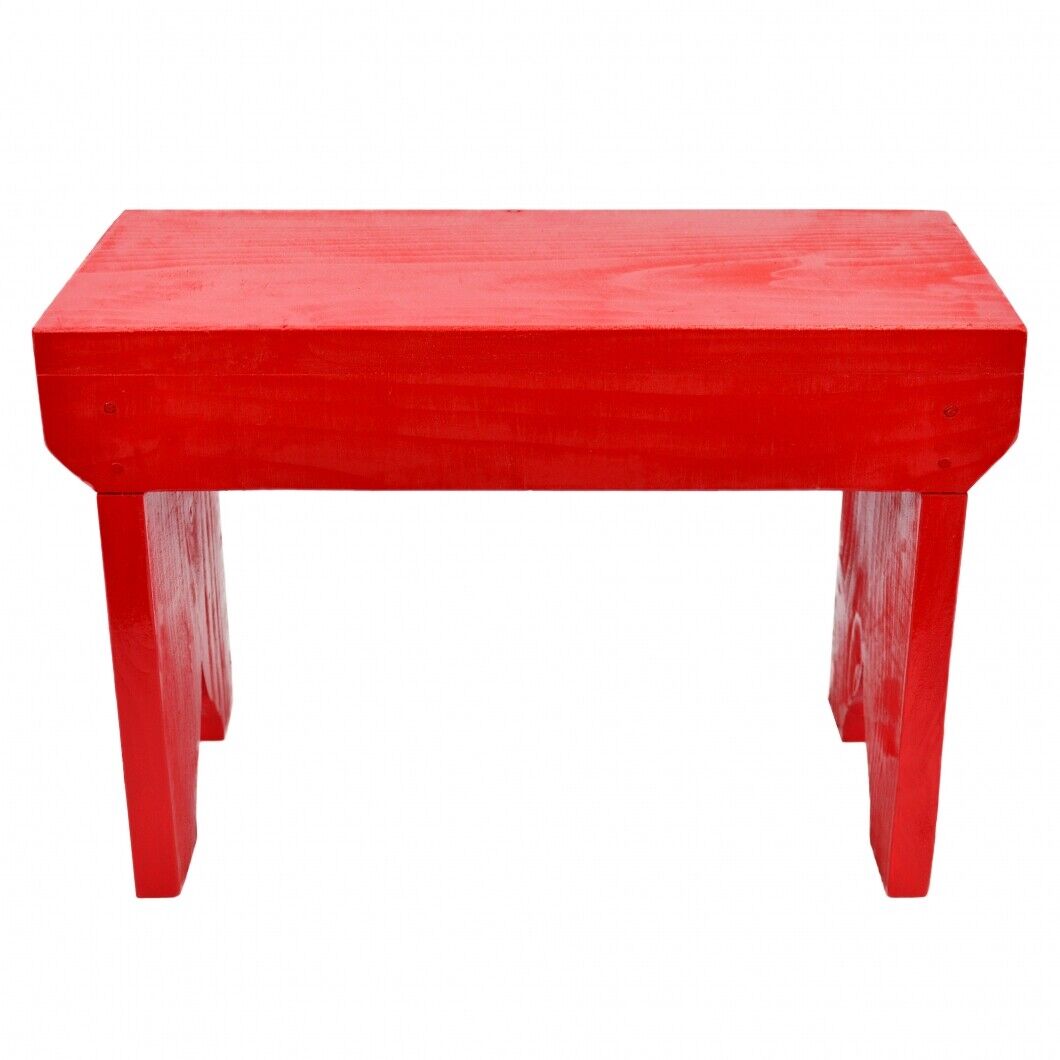 Natural Wooden Step Stool Rustic Shabby Chic Rectangle Seat Multiple Scandinavia