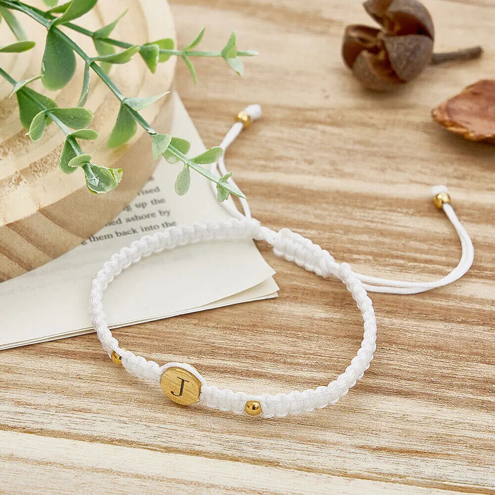 Personalised Couples Bracelets Custom Engraved Name Braided Bracelet Adjustable