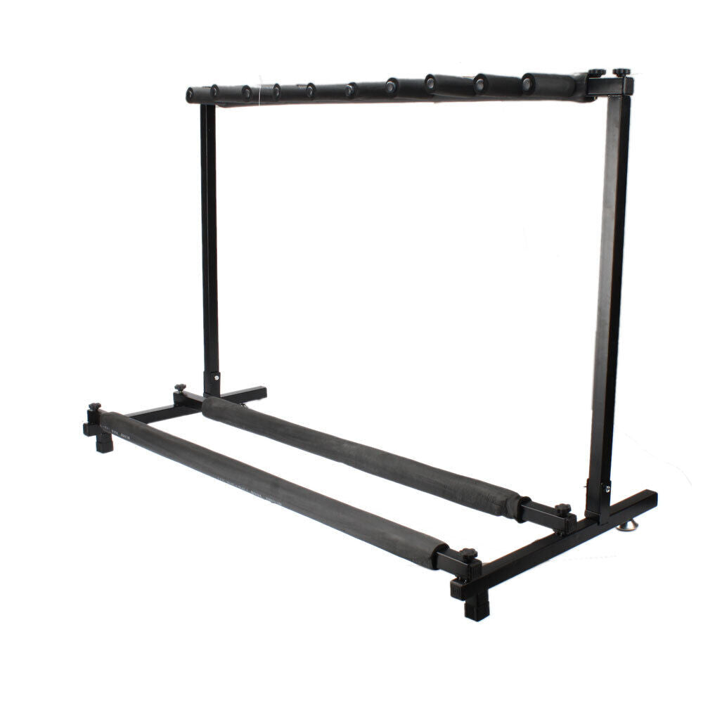 Black Folding Multi Guitar Rack Stand Padded Electric Acoustic Bass Holder New