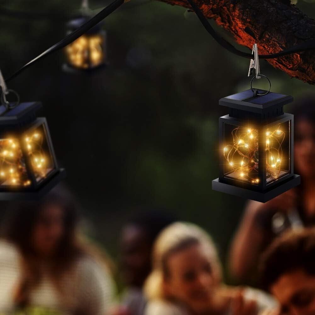 Waterproof LED Solar Powered Hanging Lantern Lights Outdoor Garden Table Lamp GB
