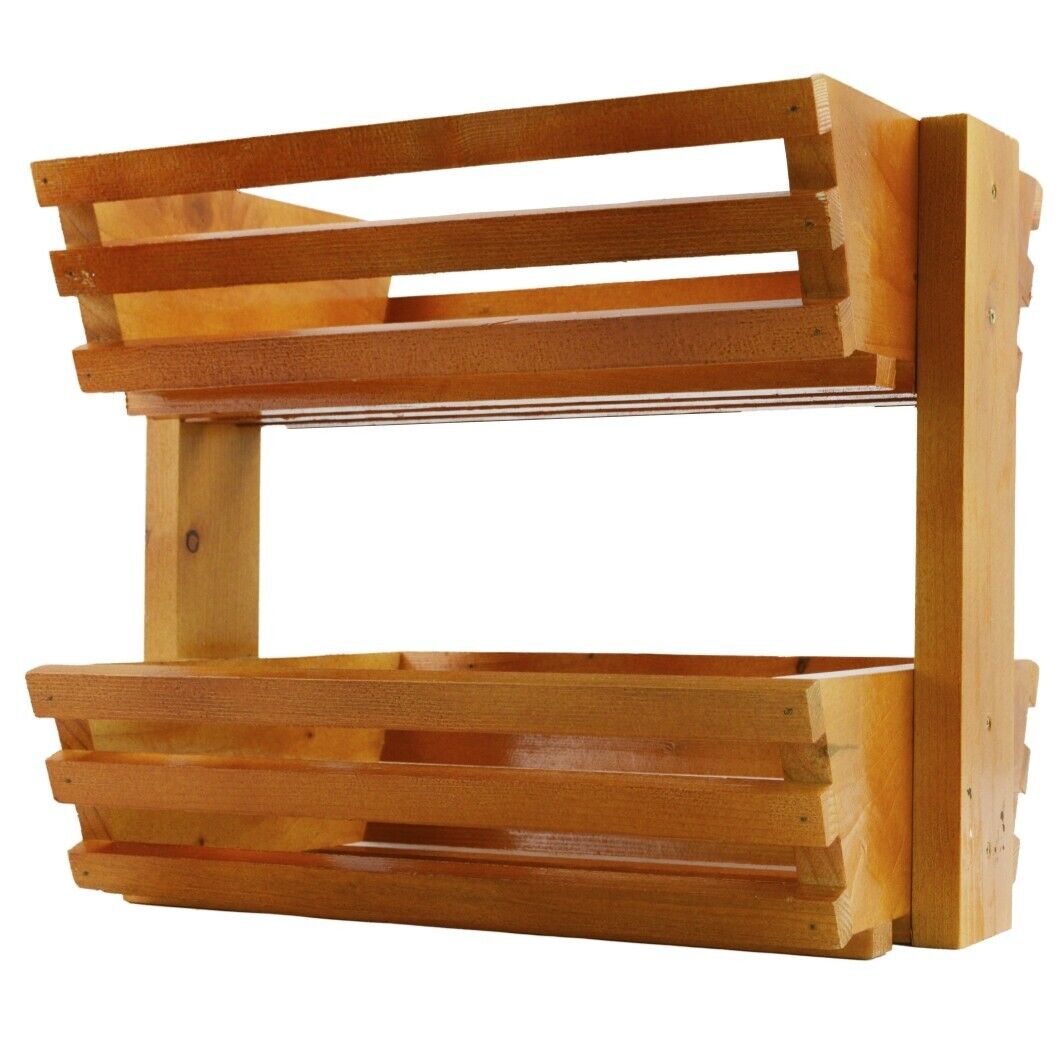 Handmade 2 tier Large Wooden Vegetable fruit food storage Bakery Display rack