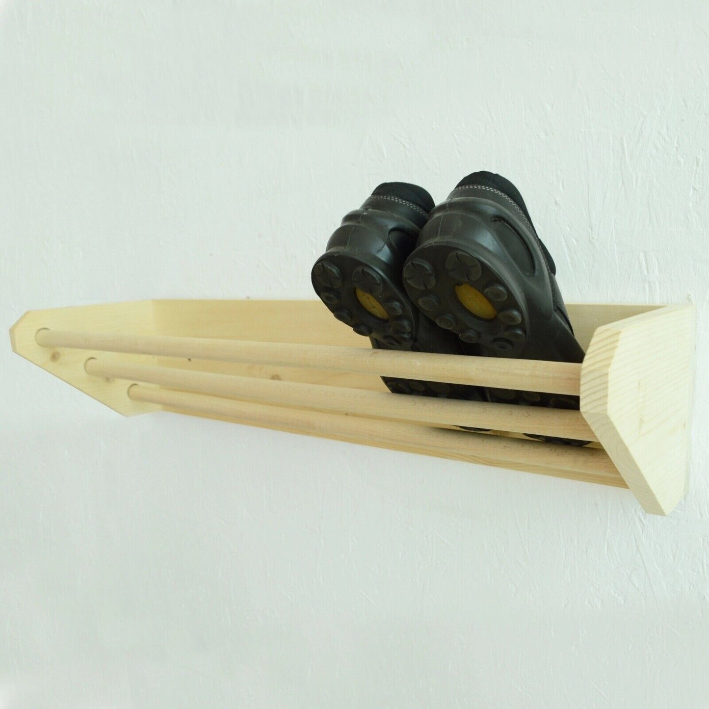 Wall Mounted Floating Shoe Footwear Rack Organizer Wooden Storage Shelf Stand