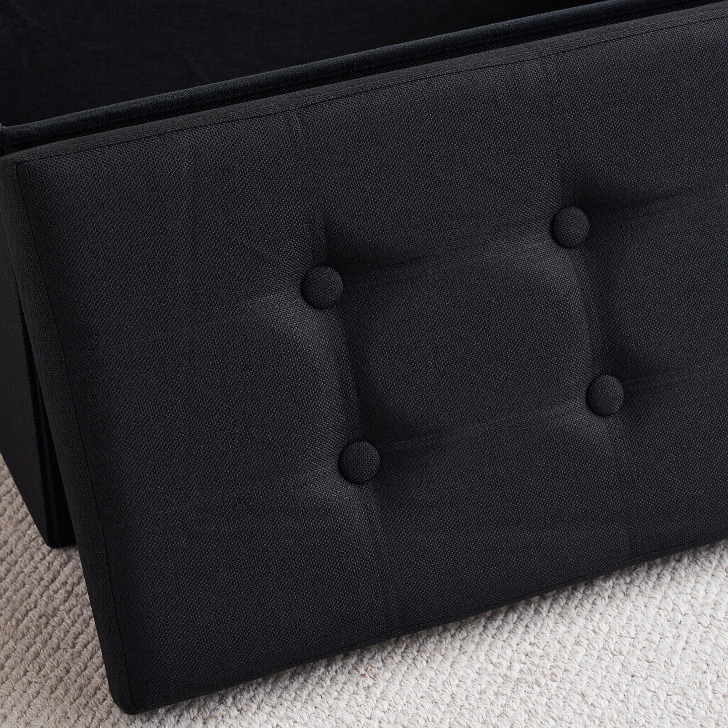 Folding Ottoman Storage Box Pouffe Seat Stool Home Chair Foot stool Bench LINEN