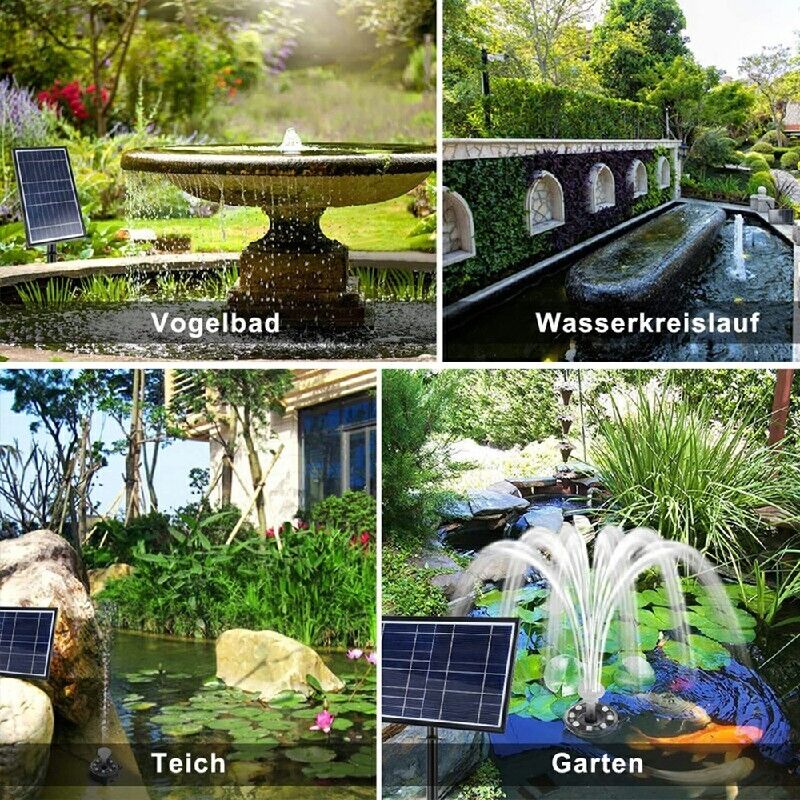 7W Solar Powered Fountain Coloured LED Water Pump with 11 Nozzles Garden UKStock
