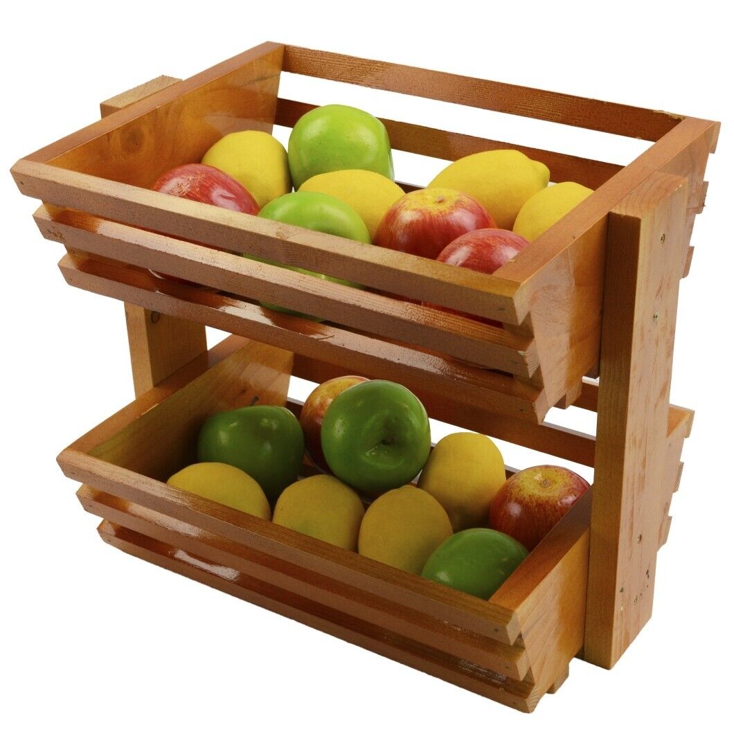 Handmade 2 tier Large Wooden Vegetable fruit food storage Bakery Display rack