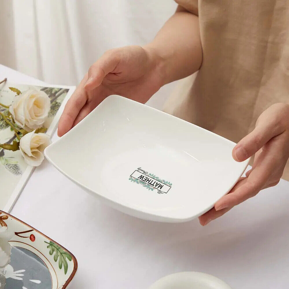 Personalized Name Platters Engraved Flower Tableware Plate