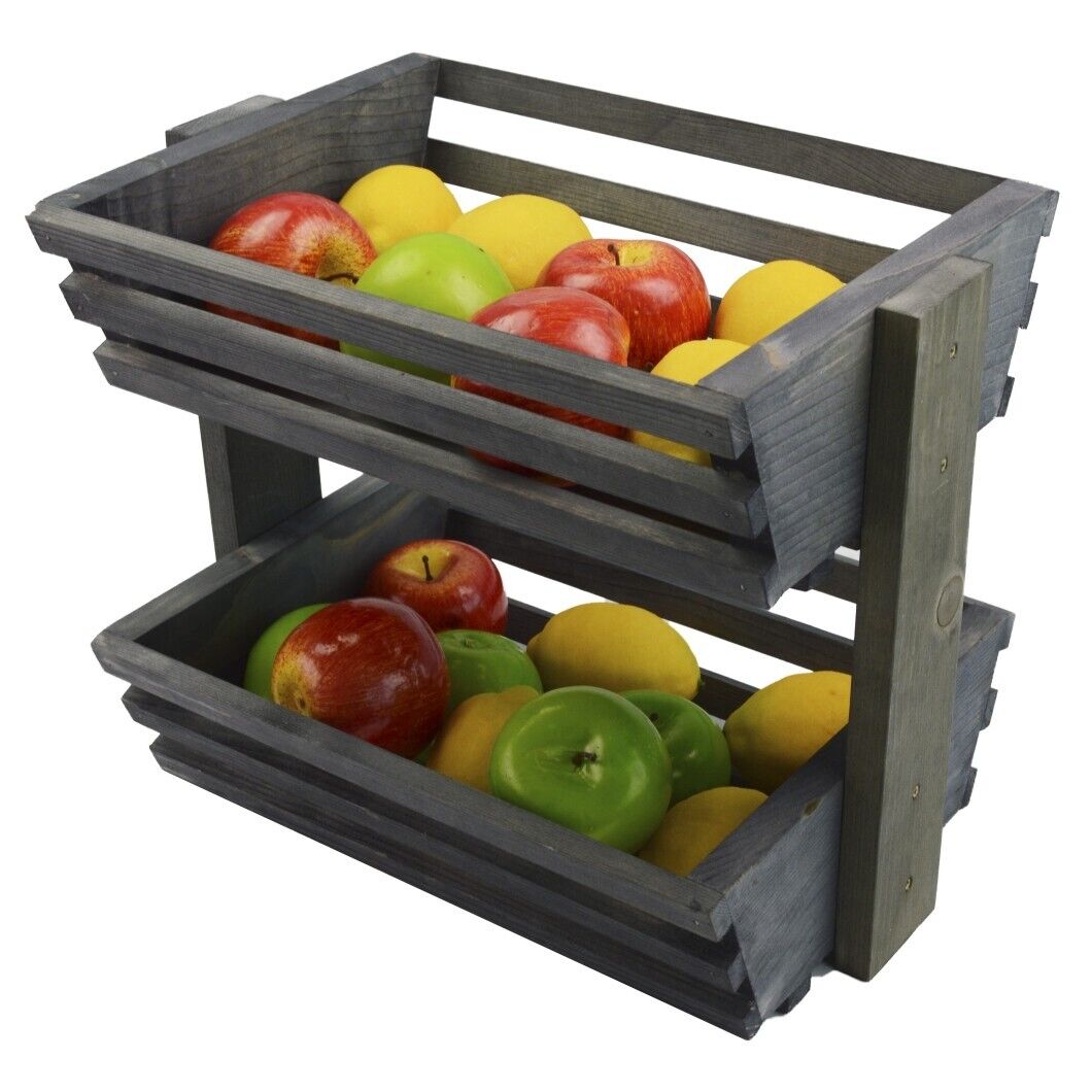 Handmade 2 tier Large Wooden Vegetable fruit food storage Bakery Display rack