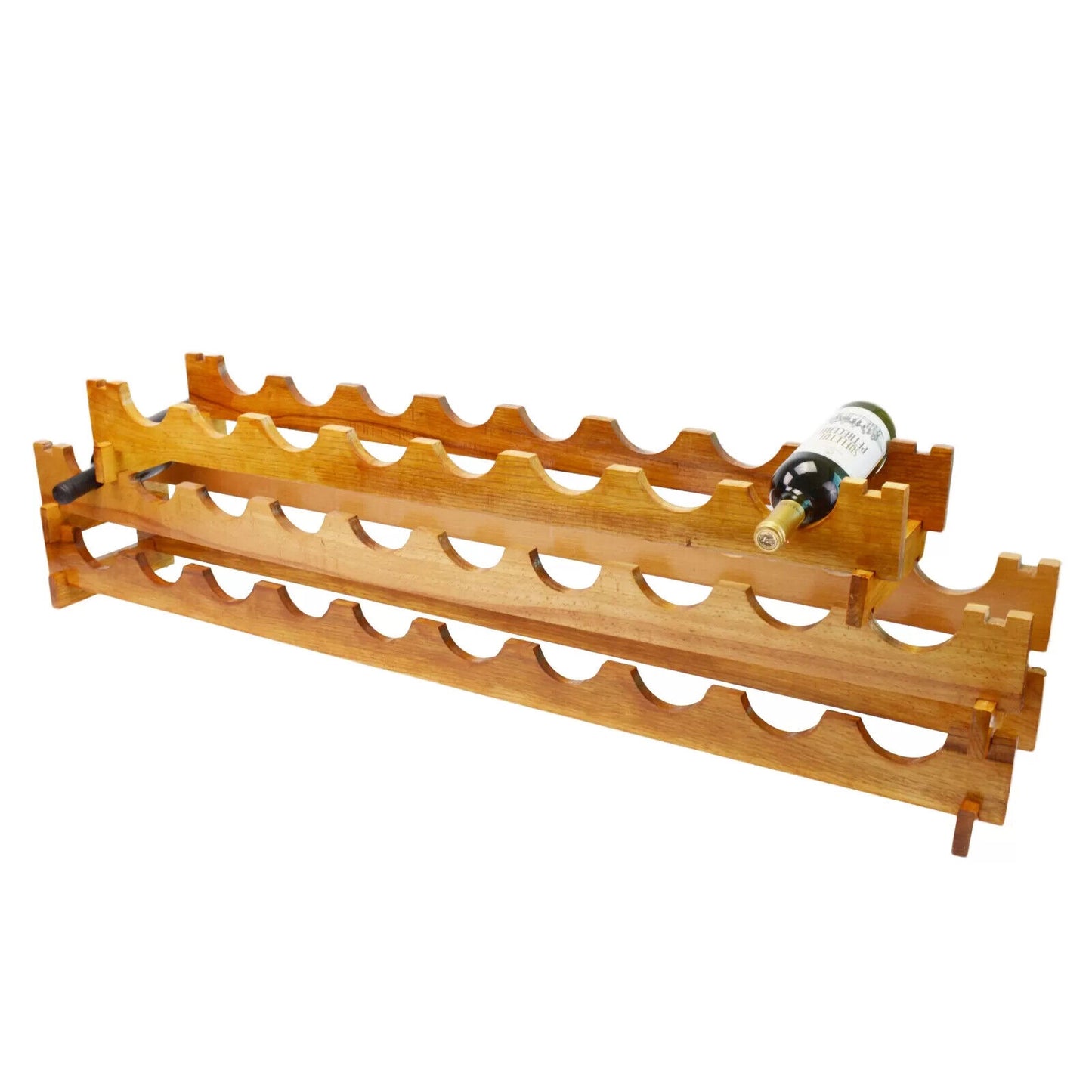ECO Friendly Handmade Wine Rack Storage 10/30 Bottle Beech Wood Wine Natural