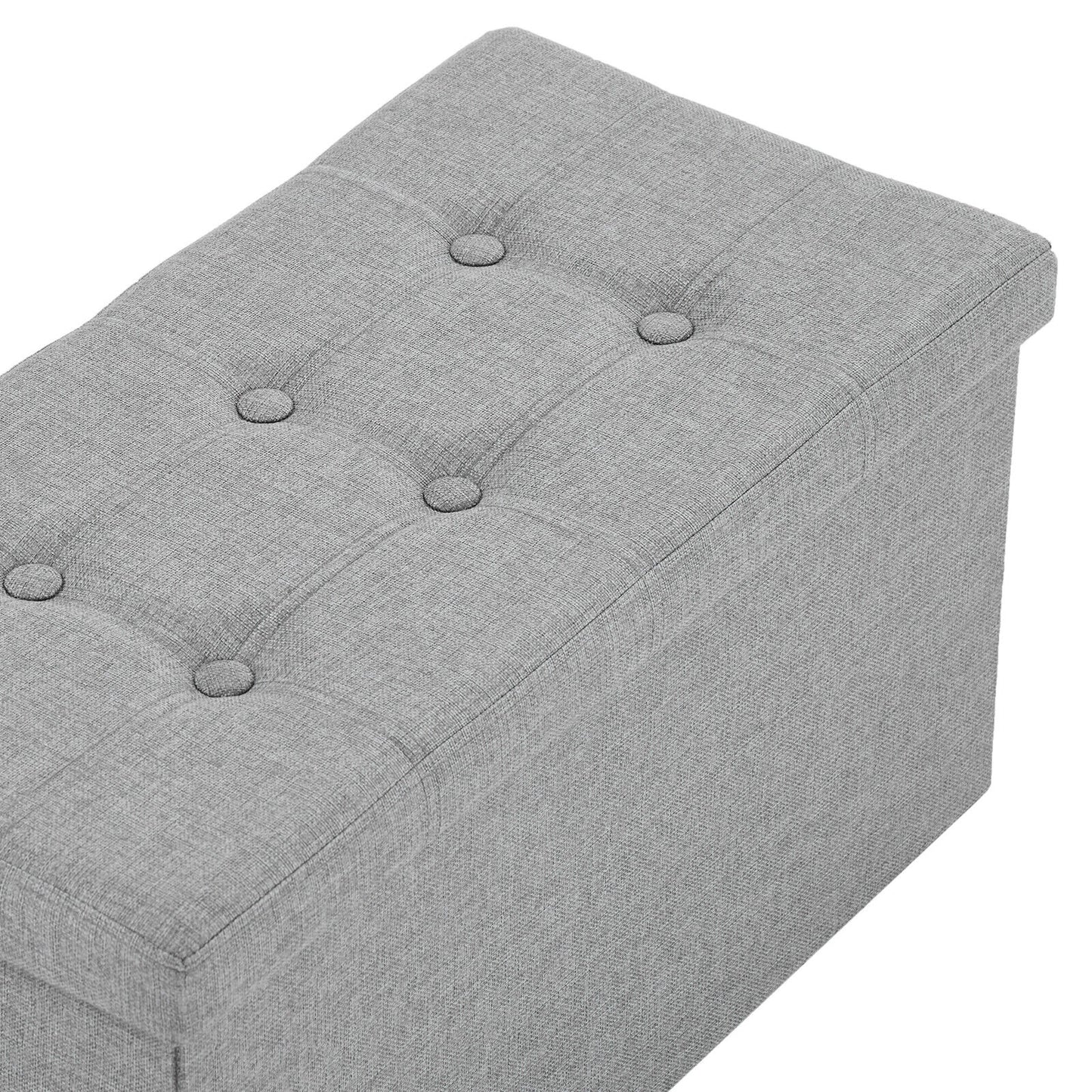 Folding Ottoman Storage Box Pouffe Seat Stool Home Chair Foot stool Bench LINEN