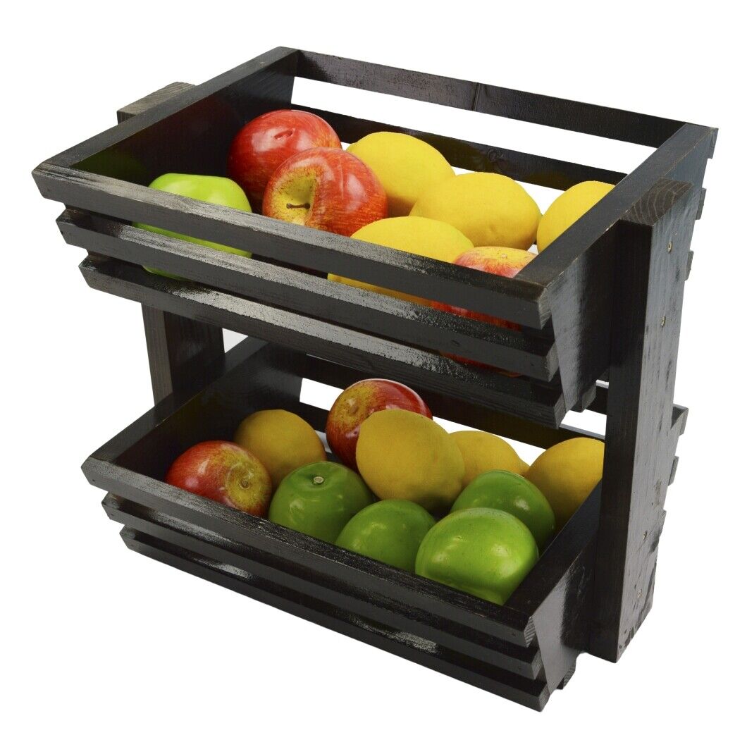 Handmade 2 tier Large Wooden Vegetable fruit food storage Bakery Display rack
