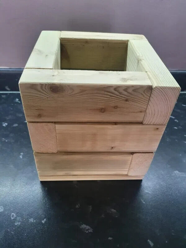 Handmade 20x 20cm Square Wooden Planter Garden Patio Trough Flower Plant Pot