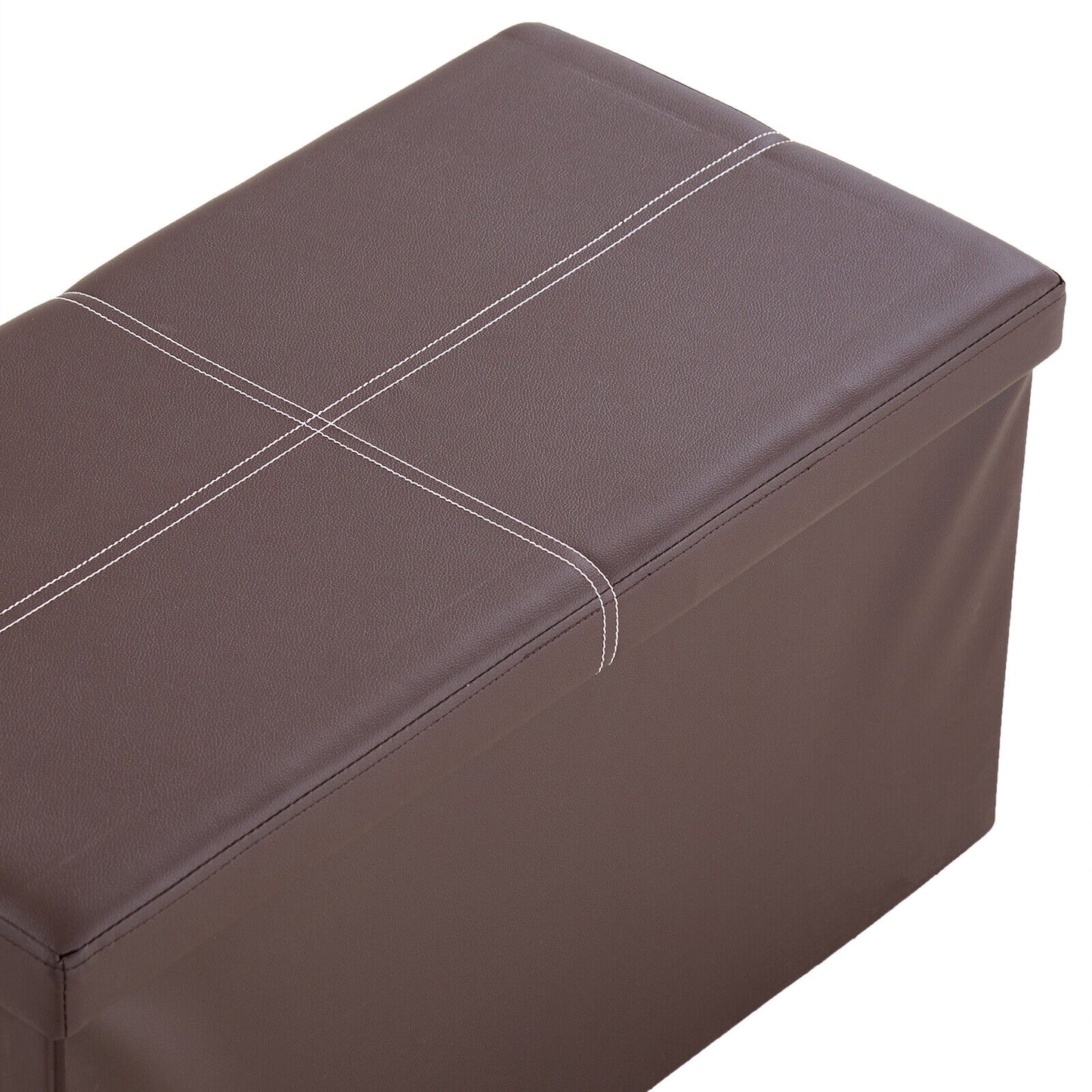 Folding Ottoman Storage Box Pouffe Seat Stool Home Chair Foot stool Bench LINEN