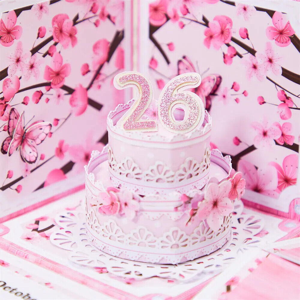 Personalized Birthday Exploding Surprise Box Card Custom Cherry Blossoms 3D Pop