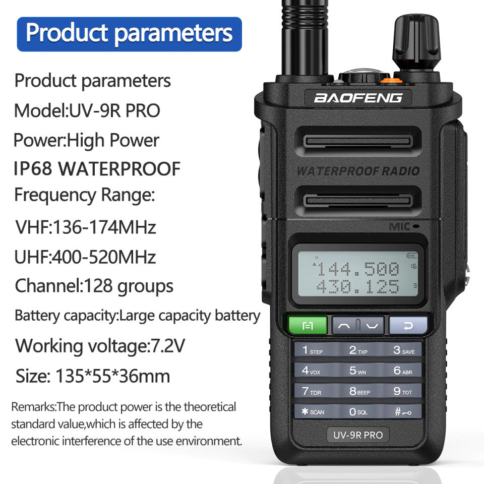Baofeng UV 9R PRO Waterproof  UHF/VHF 8W Long Range Radio Walkie Talkie + Earpce